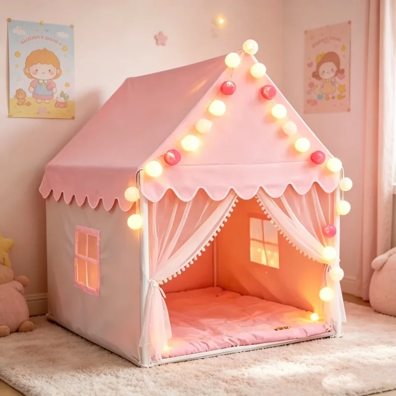 Kids Outdoor Playhouse - Large Pink Princess Castle Tent Foldable