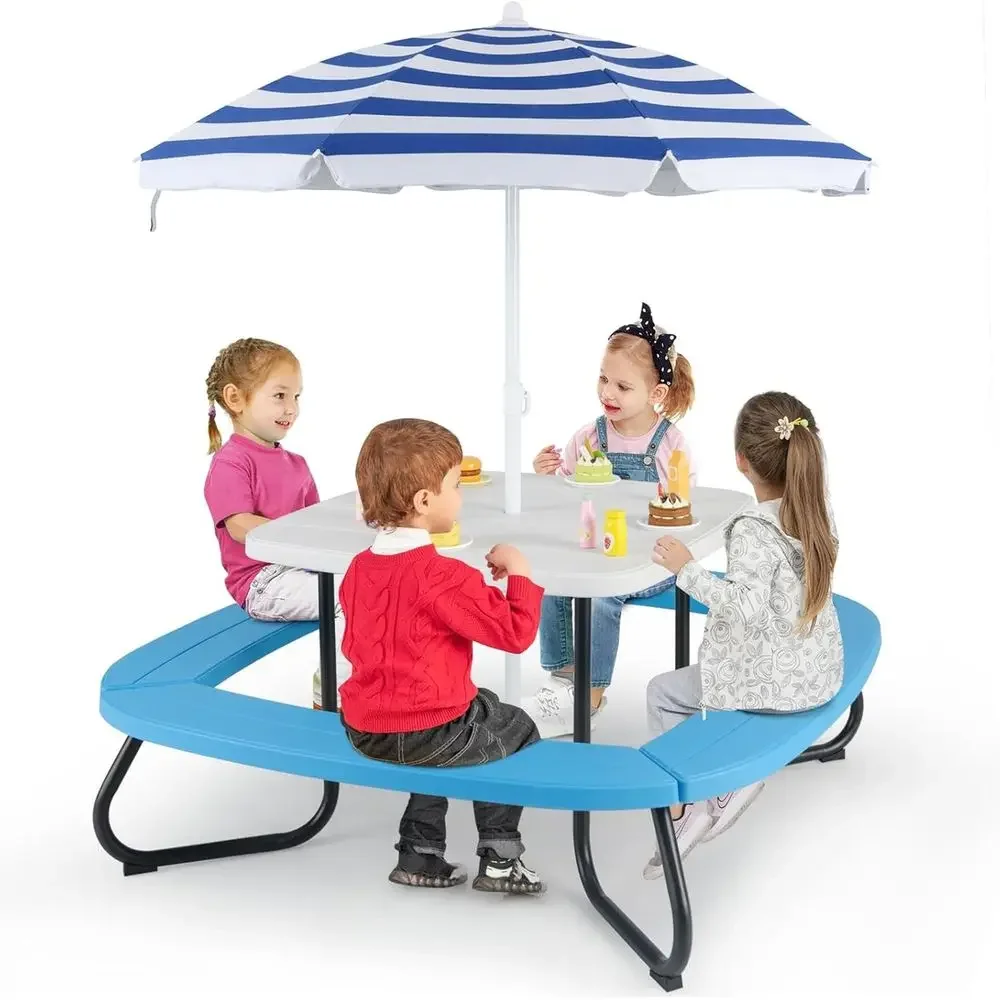 8-Person Kids Picnic Table wit - Kids Outdoor Table With Umbrella recension och pris