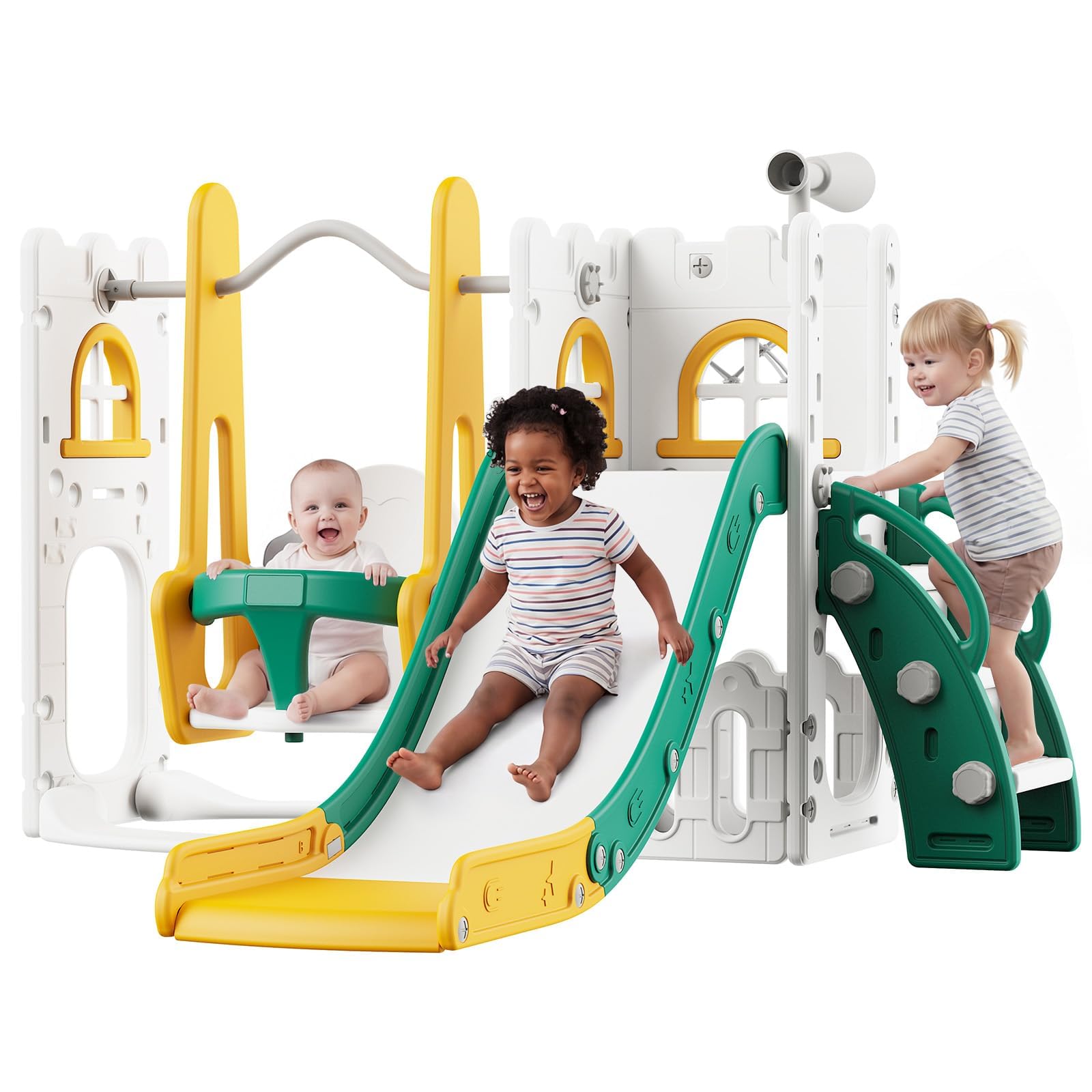7 in 1 Toddler Slide And Swing - Kids Outdoor Playhouse recension och pris