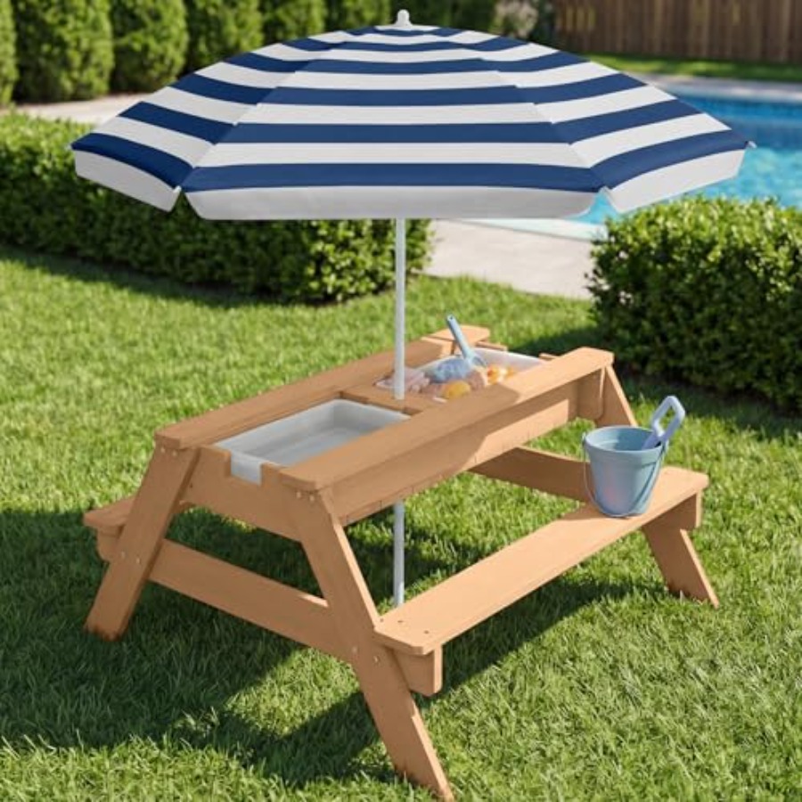 Outdoor kids picnic table with - Kids Outdoor Table With Umbrella recension och pris