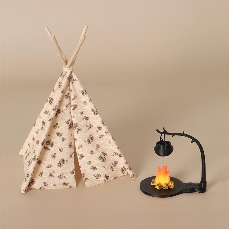 New 1:12 Scale Camping Tent Mo - Kids Outdoor Table And Chair Set recension och pris