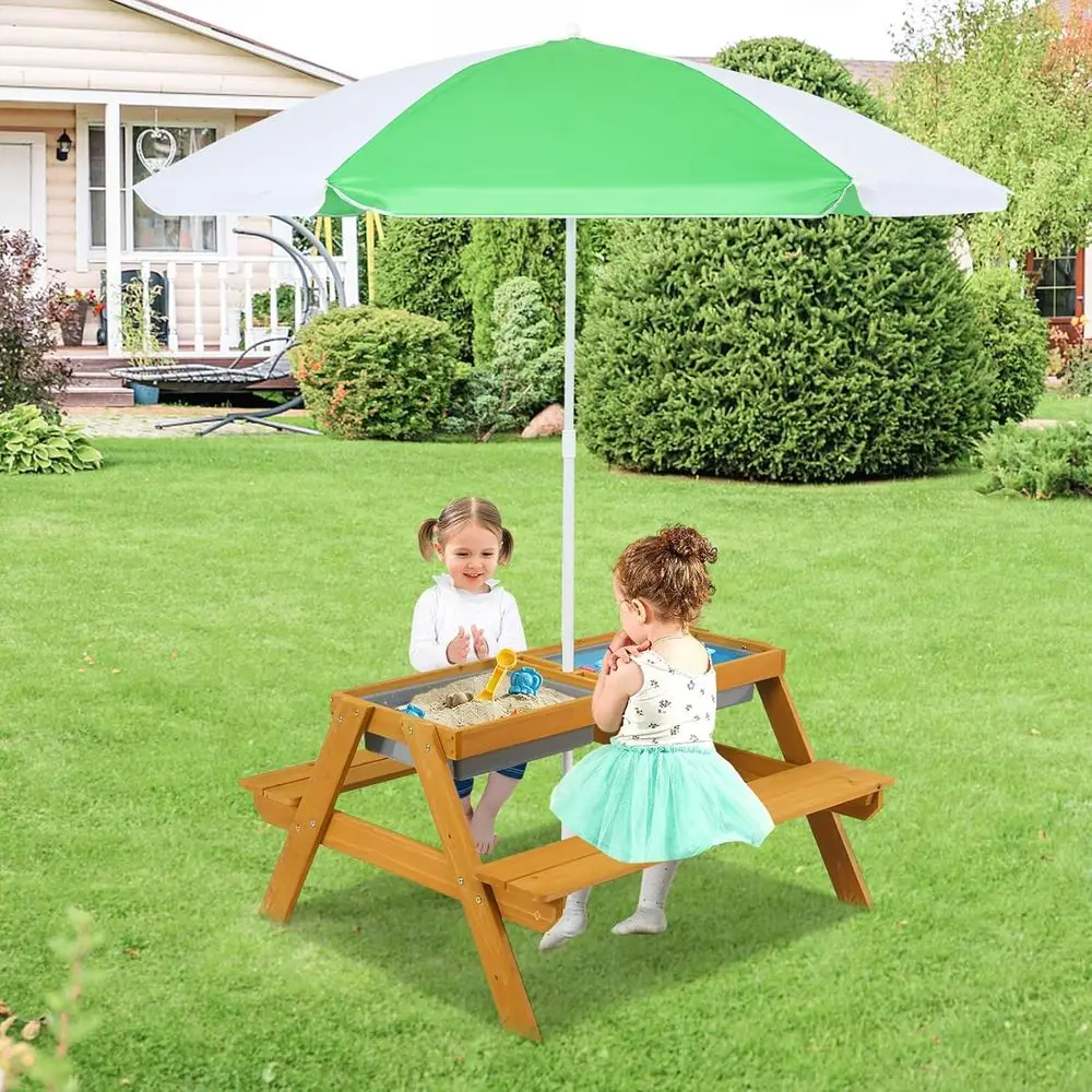 3-in-1 Height-Adjustable Umbre - Kids Outdoor Table With Umbrella recension och pris
