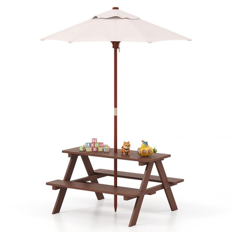 Outdoor 4-Seat Kids Picnic Tab - Kids Outdoor Table With Umbrella recension och pris