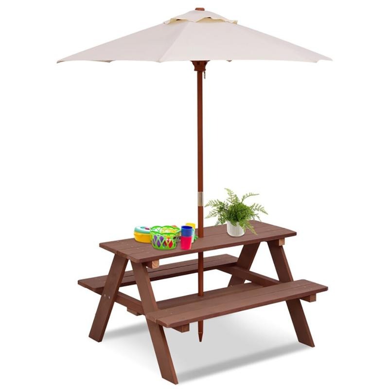 Outdoor 4-Seat Kids Picnic Tab - Kids Outdoor Table With Umbrella recension och pris