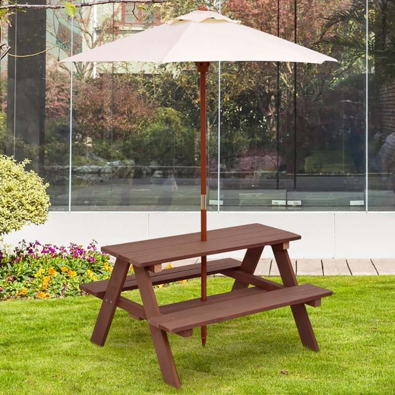 Outdoor 4-Seat Kids Picnic Tab - Kids Outdoor Table With Umbrella recension och pris