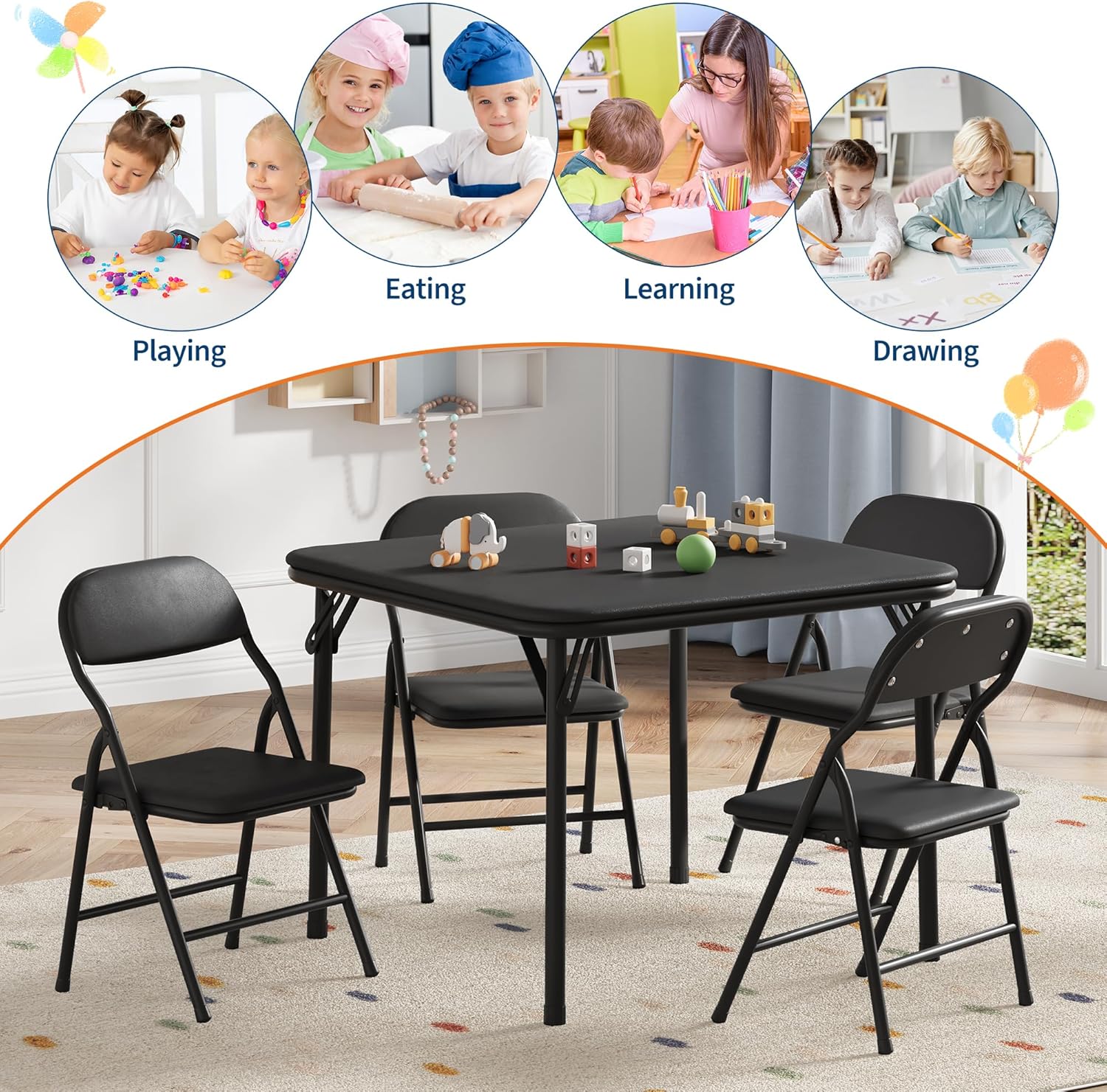 5-Piece Kids Folding Table and - Kids Outdoor Table And Chair Set recension och pris
